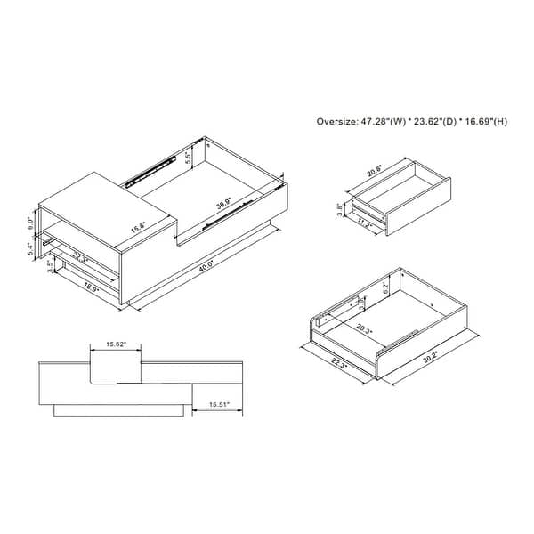 DH BASIC Transitional Brown 47inch 1shelf Coffee Table with Sliding